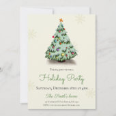 Niedlicher Weihnachtsbaum mit Ornamenten Feiertag Einladung (Vorderseite)