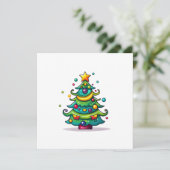 Niedlicher Weihnachtsbaum mit Ornamenten Feiertagskarte (Stehend Vorderseite)