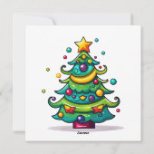 Niedlicher Weihnachtsbaum mit Ornamenten Feiertagskarte (Rückseite)