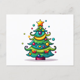 Niedlicher Weihnachtsbaum mit Ornamenten Feiertagspostkarte