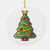 Niedlicher Weihnachtsbaum mit Ornamenten Keramik Ornament (Hinten)