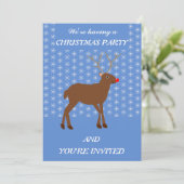 Niedlicher Weihnachtsbaum mit Roter Nase Einladung (Stehend Vorderseite)