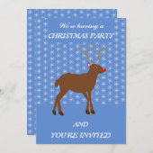 Niedlicher Weihnachtsbaum mit Roter Nase Einladung (Vorne/Hinten)