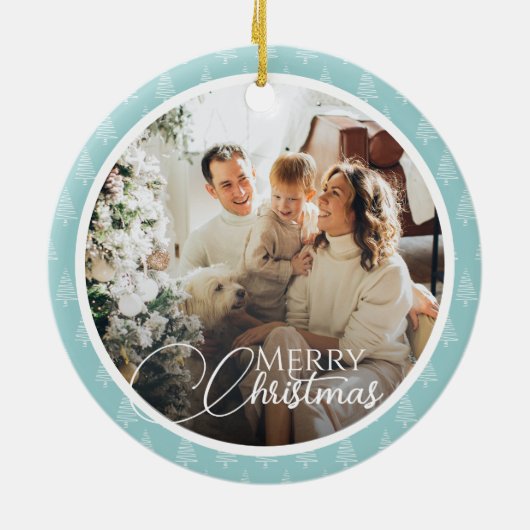 Niedlicher Weihnachtsbaum Muster Familienurlaub Fo Keramik Ornament (Hinten)