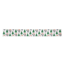 Niedlicher Weihnachtsbaum Panda Rote Weihnachtsman Satinband