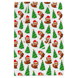 Niedlicher Weihnachtsbaum Red Panda Weihnachtsmann Mittlere Geschenktüte
