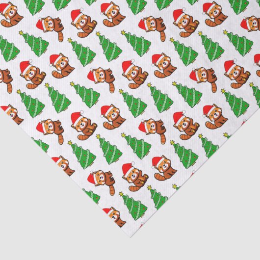 Niedlicher Weihnachtsbaum Red Panda Weihnachtsmann Seidenpapier (Detail)