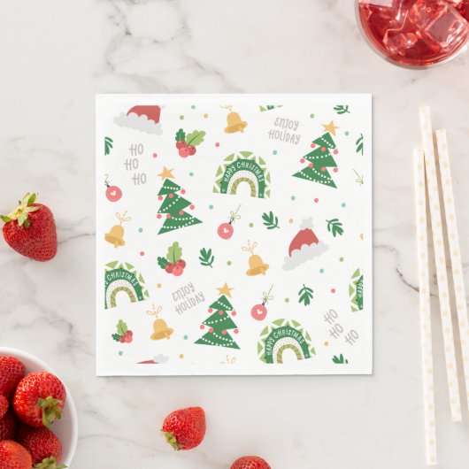 Niedlicher Weihnachtsbaum Regenbogen Serviette (Beispiel)