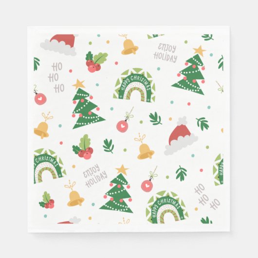 Niedlicher Weihnachtsbaum Regenbogen Serviette (Vorderseite)