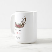 Niedlicher Weihnachtsbaum Reindeer Rote Flora Kaffeetasse (Vorderseite Links)