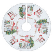 Niedlicher Weihnachtsbaum Rentier und Gnome Polyester Weihnachtsbaumdecke (Vorderseite)