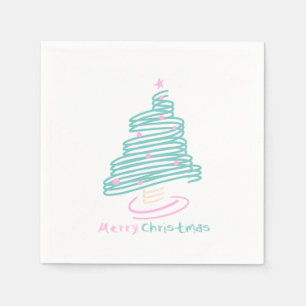 Niedlicher Weihnachtsbaum Rosa Grün Wirbel Serviette