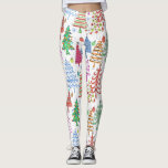 Niedlicher Weihnachtsbaum Rosa grünes blaues Muste Leggings<br><div class="desc">Diese niedlichen und fröhlichen Leggings zeigen ein Muster von weißen Weihnachtsbäumen in Rot,  Grün,  Rosa und Blau,  die von dem weltbekannten Künstler Tim Coffey illustriert wurden.</div>