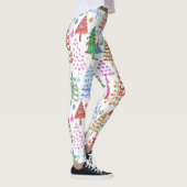 Niedlicher Weihnachtsbaum Rosa grünes blaues Muste Leggings (Rechts)