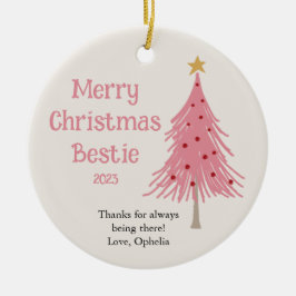 Niedlicher Weihnachtsbaum Rosa Keramik Ornament
