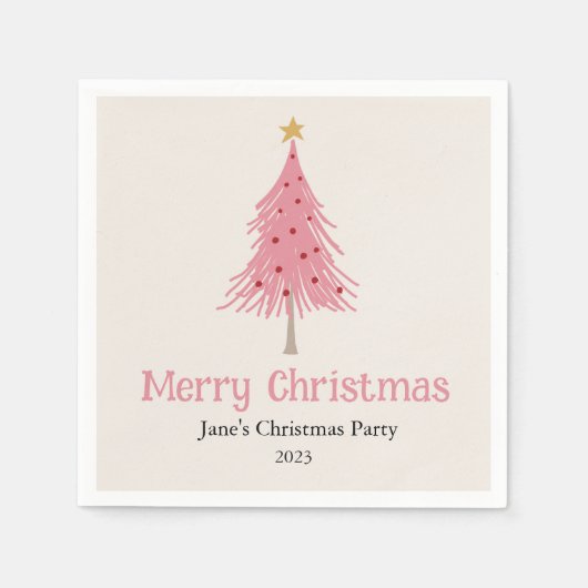 Niedlicher Weihnachtsbaum Rosa Party Serviette (Vorderseite)