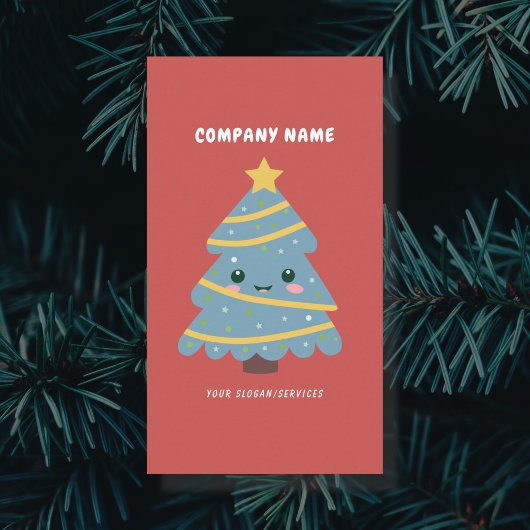 Niedlicher Weihnachtsbaum rot Vertikal Visitenkarte