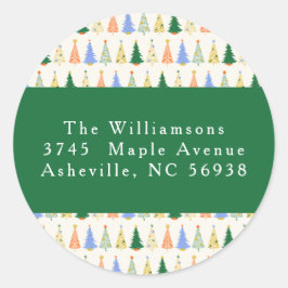 Niedlicher Weihnachtsbaum Rote Grüne Rücksendeadre Runder Aufkleber