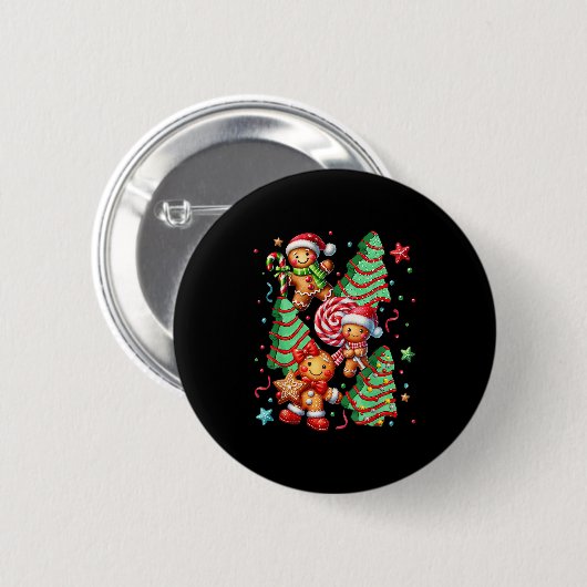 Niedlicher Weihnachtsbaum Santa Gingerbread Xmas F Button (Vorne & Hinten)