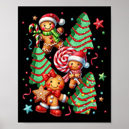 Niedlicher Weihnachtsbaum Santa Gingerbread Xmas F Poster (Vorne)
