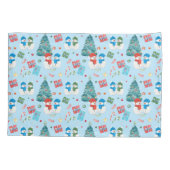 Niedlicher Weihnachtsbaum, Schneemann, Geschenke, Kissenbezug (Rückseite)