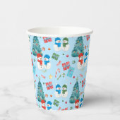 Niedlicher Weihnachtsbaum, Schneemann, Geschenke, Pappbecher (Links)