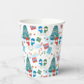 Niedlicher Weihnachtsbaum, Schneemann, Geschenke, Pappbecher (Links)