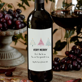 Niedlicher Weihnachtsbaum Schwangerschaft Ankündig Weinetikett