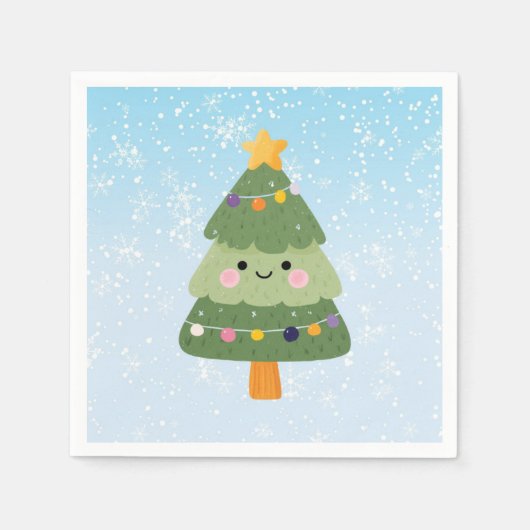 Niedlicher Weihnachtsbaum Serviette (Vorderseite)