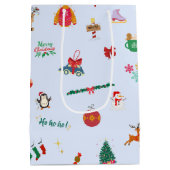 Niedlicher Weihnachtsbaum Snowman Schneeflocken Sc Mittlere Geschenktüte (Rückseite)