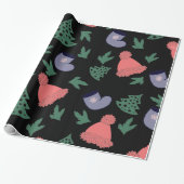 Niedlicher Weihnachtsbaum, Strümpfe, Rote Hats auf Geschenkpapier (Ungerollt)