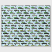 Niedlicher Weihnachtsbaum Trucks Bäume Retro Xmas  Geschenkpapier (Flach)