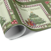 Niedlicher Weihnachtsbaum und Geschenke Frohe Weih Geschenkpapier (Rolleneckpunkt)