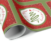 Niedlicher Weihnachtsbaum und Roter Hintergrund Geschenkpapier (Rolleneckpunkt)