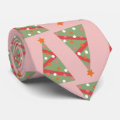 Niedlicher Weihnachtsbaum Urlaubsmuster Rosa Rot Krawatte (Gerollt)