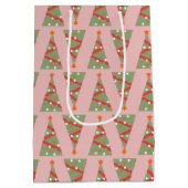 Niedlicher Weihnachtsbaum Urlaubsmuster Rosa Rot Mittlere Geschenktüte (Rückseite)