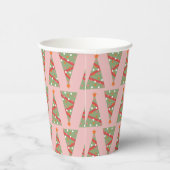 Niedlicher Weihnachtsbaum Urlaubsmuster Rosa Rot Pappbecher (Rechts)