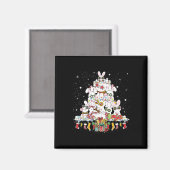 Niedlicher Weihnachtsbaum Weiße Kaninchen umgeben Magnet (Vorderseite/Rückseite)