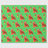 Niedlicher Weihnachtsbird auf Grün Geschenkpapier (Flach)
