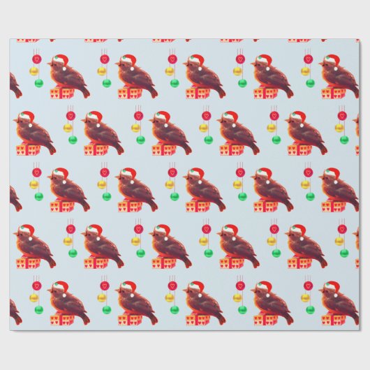 Niedlicher Weihnachtsbird Geschenkpapier (Flach)
