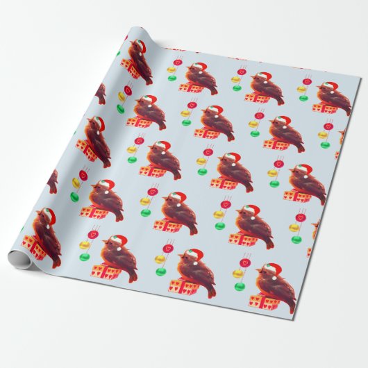 Niedlicher Weihnachtsbird Geschenkpapier (Ungerollt)