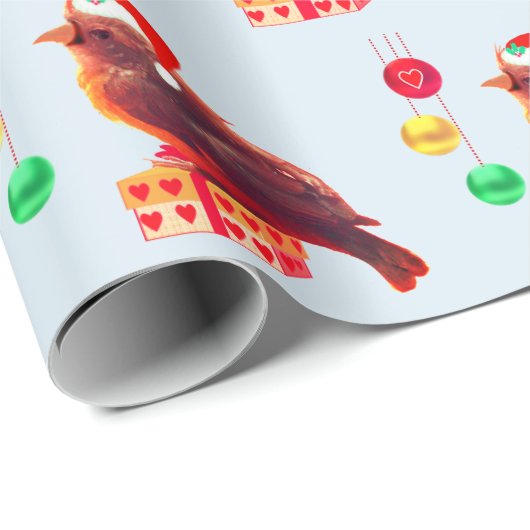 Niedlicher Weihnachtsbird Geschenkpapier (Rolleneckpunkt)