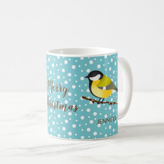 Niedlicher Weihnachtsbird Großer Tit Parc Kaffeetasse (VorderseiteRechts)