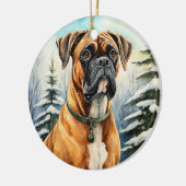 Niedlicher Weihnachtsboxer Keramik Ornament (Links)