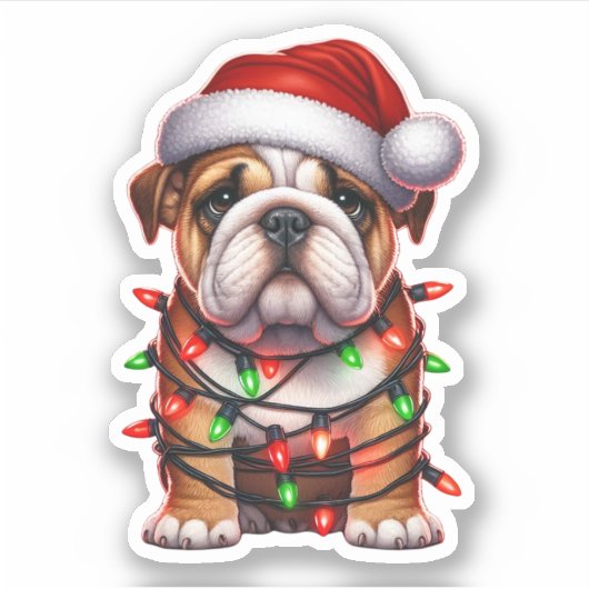 Niedlicher Weihnachtsbulldog Aufkleber (Vorderseite)
