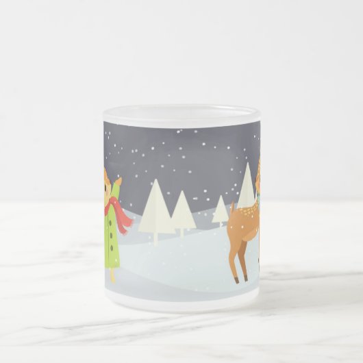 Niedlicher Weihnachtsbunny und Hirsch Niedlich Mattglastasse (Mittel)