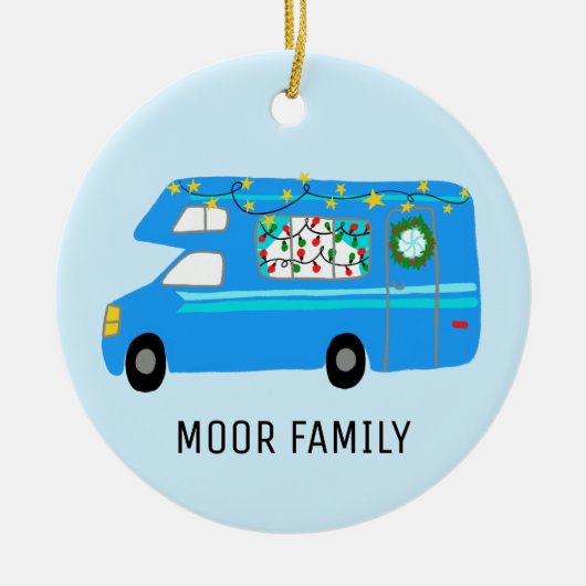 Niedlicher Weihnachtscamper RV Holiday CUSTOM Keramik Ornament (Vorne)