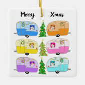 Niedlicher Weihnachtscamper VintageAnhänger RV Xma Keramikornament (Vorderseite)