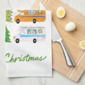 Niedlicher Weihnachtscampingplatz Vintag Motorhome Geschirrtuch (Viertel Falte)