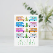 Niedlicher Weihnachtscampingplatz Vintag Motorhome Postkarte (Stehend Vorderseite)